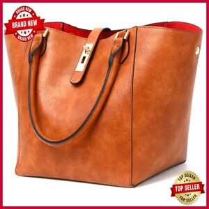 Large Work Tote Bag Designer PU Leather Travel Shoulder Bag Spacious